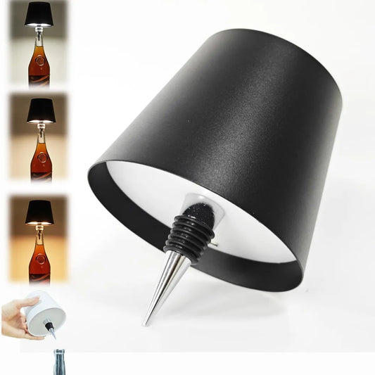 Decorative Bottle Lamp - Wireless 3-Color Dimming, Portable Rechargeable LED Light for Romantic Dinner,Hotel Lounge,Pub Lighting