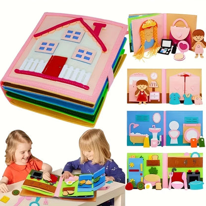 Children  Busy Board Intelligence Learning Toy Set Pink House Edition Preschool Learning Activities Including Life Skills