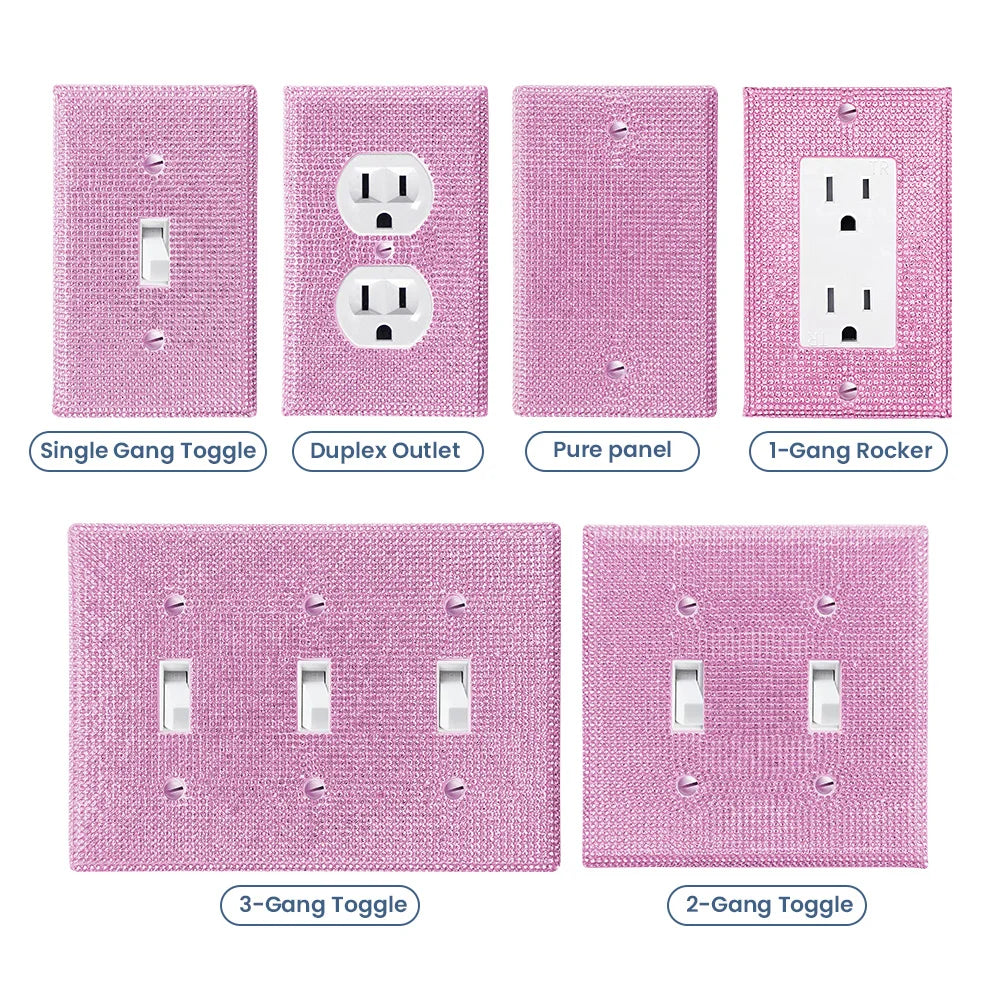 1 wall panel light switch cover, various styles, pink/white/black/gold  diamond, socket cover, sturdy and durable
