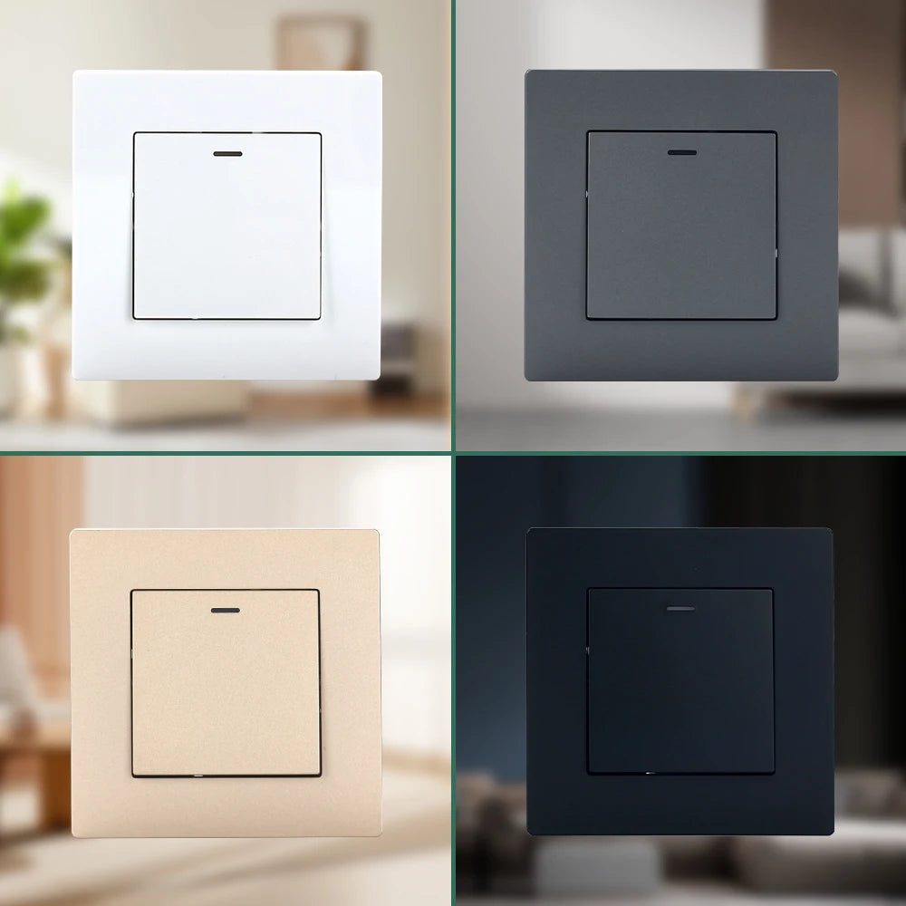 European standard 86*86mm rocker switch PC panel LED light switch One switch single control double control wall switch CE Rohs