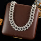 GANEMLY Thick Cuban Chain Rhinestone Necklace Bracelet Set For Women Men New Trendy Punk 18K Gold Plated Waterproof Jewelry Set