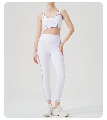 Yoga wear, a high-end sports solid-color high-elastic tight high-intensity sports set, women's fitness clothes suitable for gym