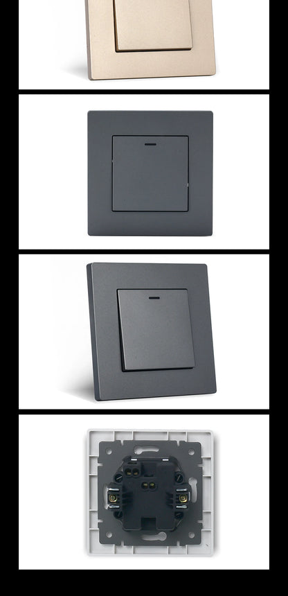 European standard 86*86mm rocker switch PC panel LED light switch One switch single control double control wall switch CE Rohs
