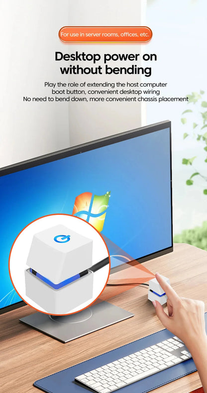 Ldpcsj Computer Desktop Switch 2m Led Lights Pc Motherboard External Boot Power On/Off Button Extension Cable for Home Office Co