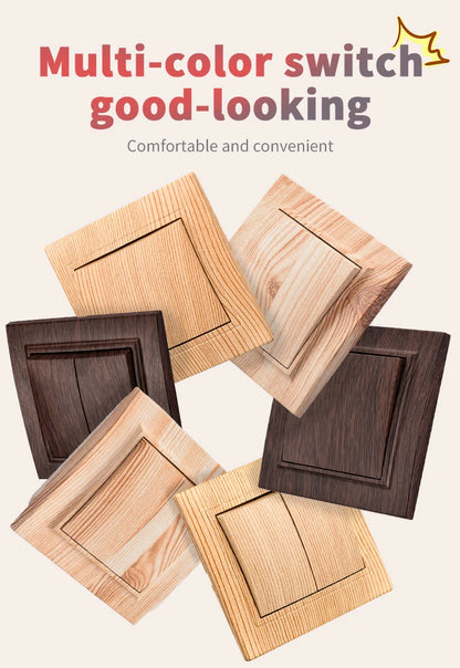 Wood Spray Plastic Panel EU Standard Classic AC Wall Rocker Switch On/Off 2 Gang 1 Way Flame Retardant Button Light Switch Panel