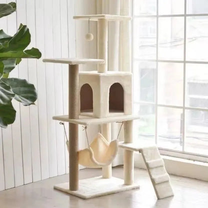Multi-layer At Tree and Tower for Indoor Cats with Sisal-Covered Scratching Posts Spacious Hammock Padded Perches and Condos