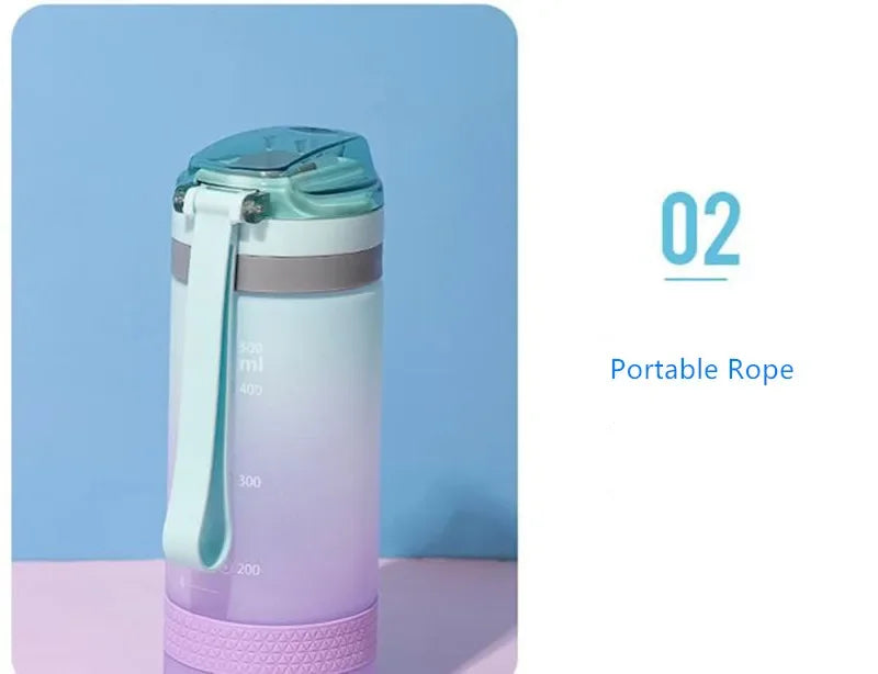 600ml Water Bottles Fashion Water Bottle with Straw BPA Free Portable Outdoor Sport Cute Drinking Plastic Bottles Eco-Friendly