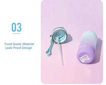 600ml Water Bottles Fashion Water Bottle with Straw BPA Free Portable Outdoor Sport Cute Drinking Plastic Bottles Eco-Friendly