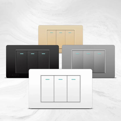 DELEFU 118*72mm PC Panel Parallel 3gang 2way Grey Black White Gold Wall Switch