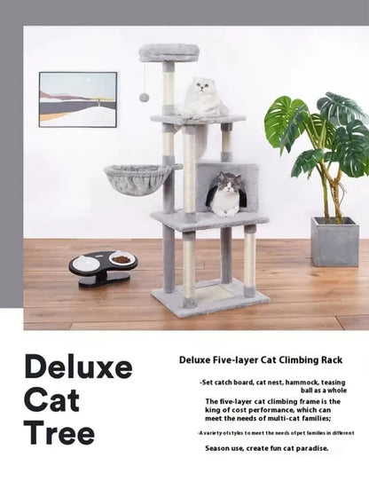 Multi-layer At Tree and Tower for Indoor Cats with Sisal-Covered Scratching Posts Spacious Hammock Padded Perches and Condos