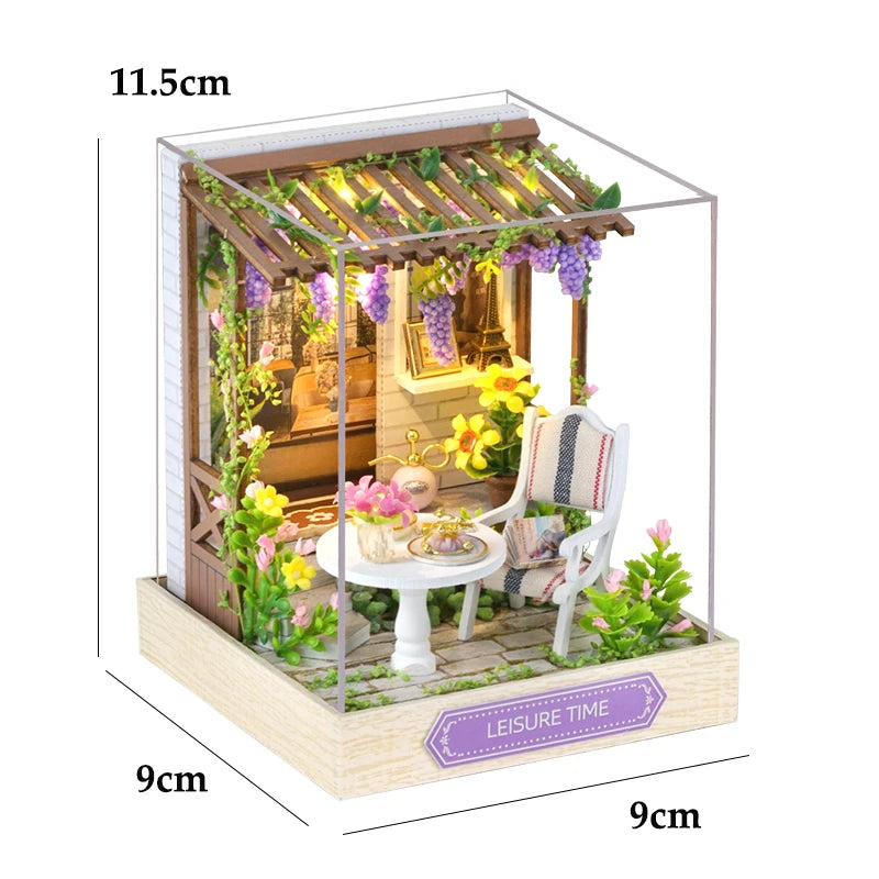 Kitten Mini Wooden Doll House Model Building Kits Toy Home Kit Creative Room Bedroom Decoration with Furniture For Birthday Gift