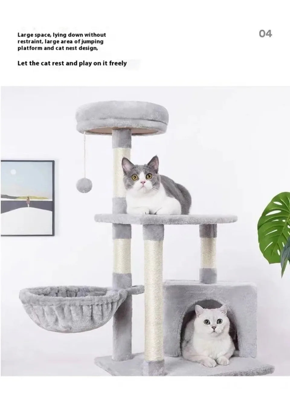Multi-layer At Tree and Tower for Indoor Cats with Sisal-Covered Scratching Posts Spacious Hammock Padded Perches and Condos