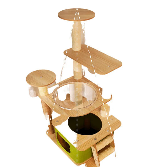 Cat climbing frame  nest  tree integrated  box  scratching column multi- jumping platform large space capsule