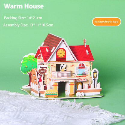 3D JigSaw Puzzle House Model DIY Kit For Kids Educational Assembly Toy Creative Home Decor Gifts