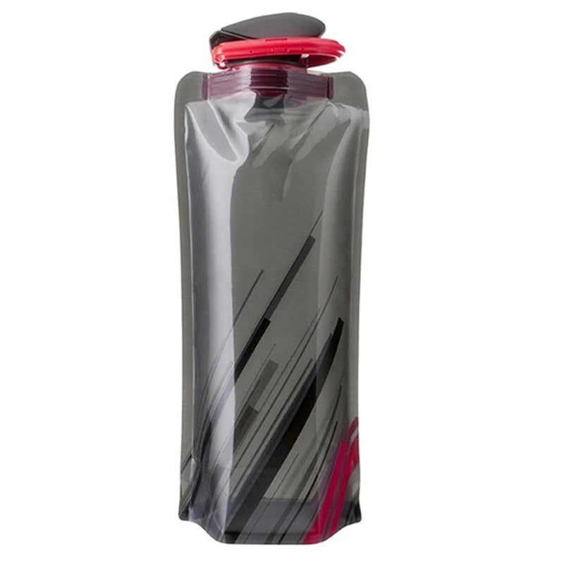 Foldable Water Bottles Flexible Reusable Travel Water Bottle Plastic Water Pouch Soft Flask Water Bag With Carabiner Clip