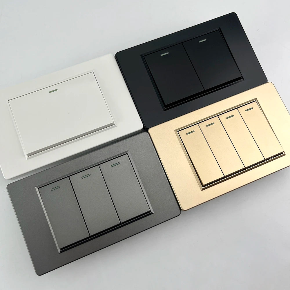 118 Type Brazil Korea AU US Standard Wall Light Switch 16A PC Panel Power ON OFF 1/2/3/4/Gang 2Way Push Rocker Button Switch