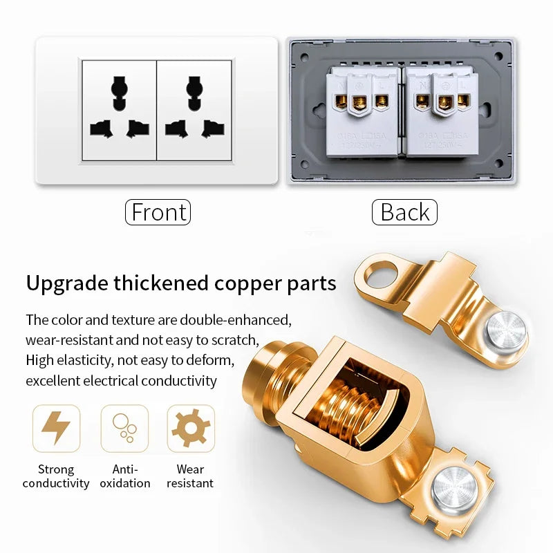 Melery 1/2/3gang 1way 2way Black PC Panel Brazil USA Italy Mexico 250V 16A Standard 118mm light Wall Switch On Off Push Button