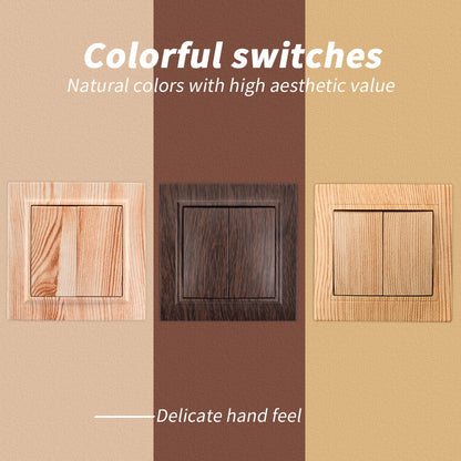 Wood Spray Plastic Panel EU Standard Classic AC Wall Rocker Switch On/Off 2 Gang 1 Way Flame Retardant Button Light Switch Panel