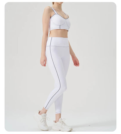 Yoga wear, a high-end sports solid-color high-elastic tight high-intensity sports set, women's fitness clothes suitable for gym