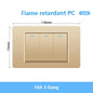 118 Type Brazil Korea AU US Standard Wall Light Switch 16A PC Panel Power ON OFF 1/2/3/4/Gang 2Way Push Rocker Button Switch