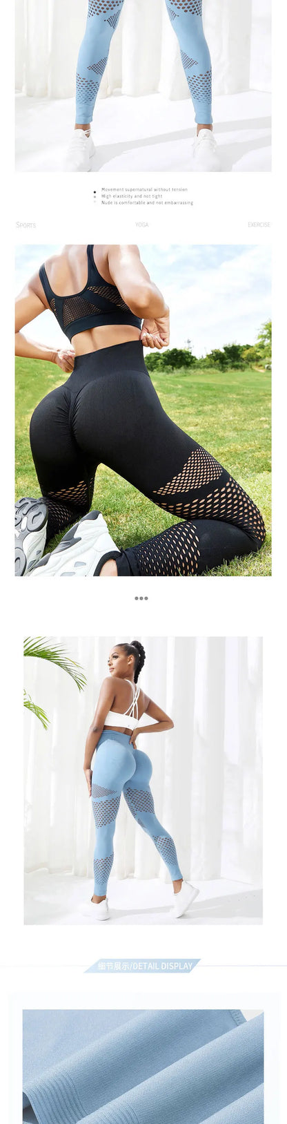 Yoga Pants High Waist Yoga Pants Sports Female Clothing Sexy Hollow Stripe Seamless Leggings Women Fitness Leggings Gym