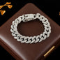 GANEMLY Thick Cuban Chain Rhinestone Necklace Bracelet Set For Women Men New Trendy Punk 18K Gold Plated Waterproof Jewelry Set