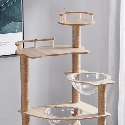 Solid Wood Cat Climbing Frame Household Cats Scratching Post  Nest Four Seasons Big Cats Jumping Platform Large Cat Tree Cat Toy