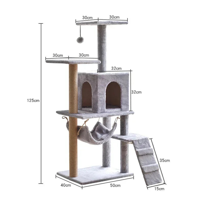 Multi-layer At Tree and Tower for Indoor Cats with Sisal-Covered Scratching Posts Spacious Hammock Padded Perches and Condos