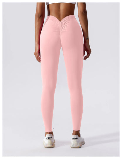 Yoga Pants Back V-Waist Fitness Hip Lift Honey Peach Hip Sports Tights No Awkwardness Thread Warp Hip Long Pants