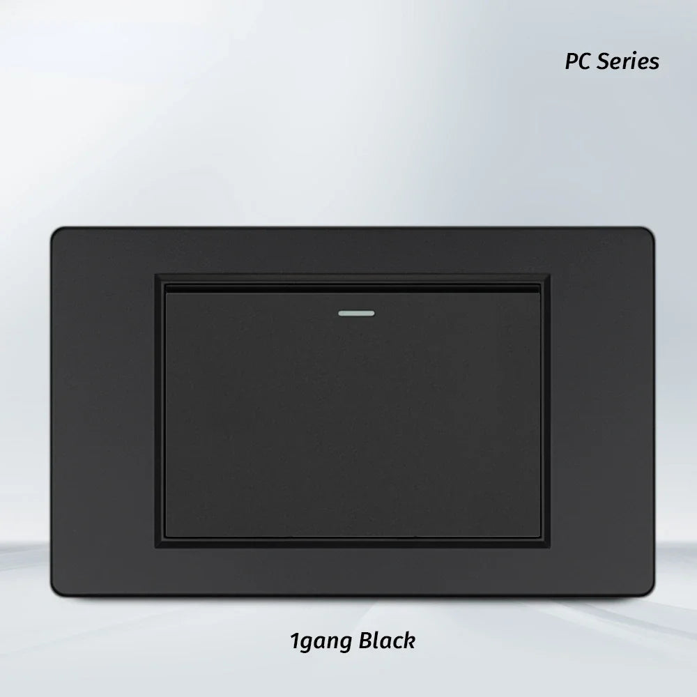 Melery 1/2/3gang 1way 2way Black PC Panel Brazil USA Italy Mexico 250V 16A Standard 118mm light Wall Switch On Off Push Button