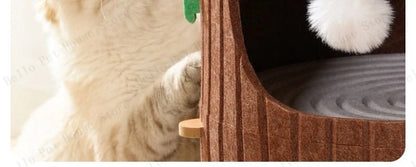 Multi-layer Tree Stump Cat Climbing Frame Small Sisal Bucket Felt Cat Nest Scratch-resistant Sisal Cat Tree Pet Toys