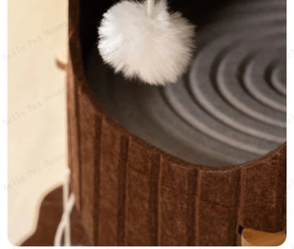 Multi-layer Tree Stump Cat Climbing Frame Small Sisal Bucket Felt Cat Nest Scratch-resistant Sisal Cat Tree Pet Toys