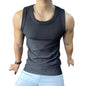 Sport Vest for Men Athletic Tank Top Men's Ribbed Slim Fit Sport Vest Round Neck Tank Top Solid Color Exercise Fitness Tops