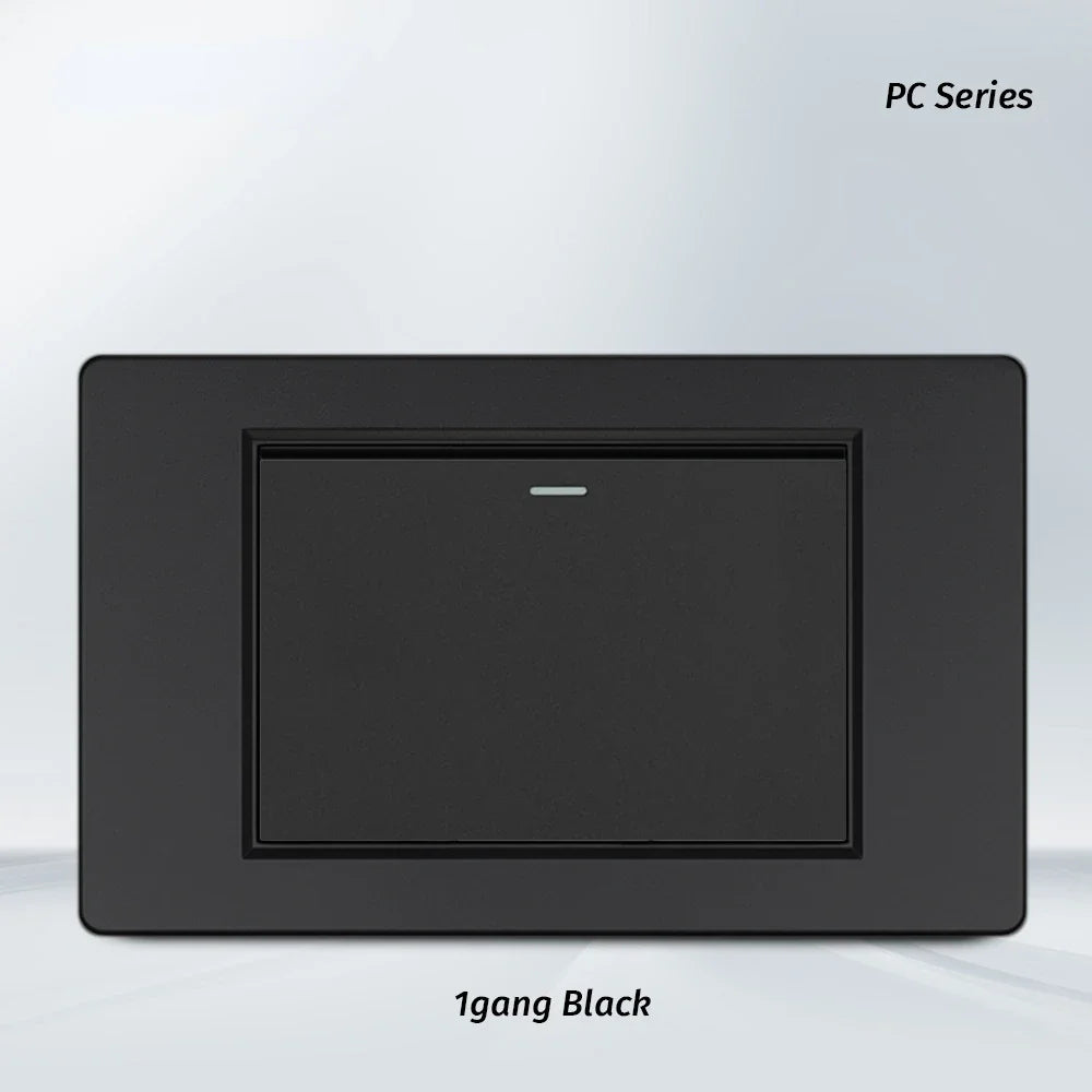 Melery 1/2/3gang 1way 2way Black PC Panel Brazil USA Italy Mexico 250V 16A Standard 118mm light Wall Switch On Off Push Button