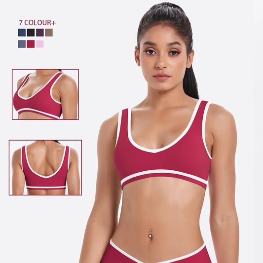 Sports Underwear Women Top Push Up Fitness Yoga Bra Color Blocking Workout Bra Gym Sport Tops For Women Breathable Running Vest
