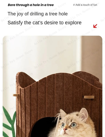 Multi-layer Tree Stump Cat Climbing Frame Small Sisal Bucket Felt Cat Nest Scratch-resistant Sisal Cat Tree Pet Toys