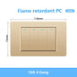 118 Type Brazil Korea AU US Standard Wall Light Switch 16A PC Panel Power ON OFF 1/2/3/4/Gang 2Way Push Rocker Button Switch