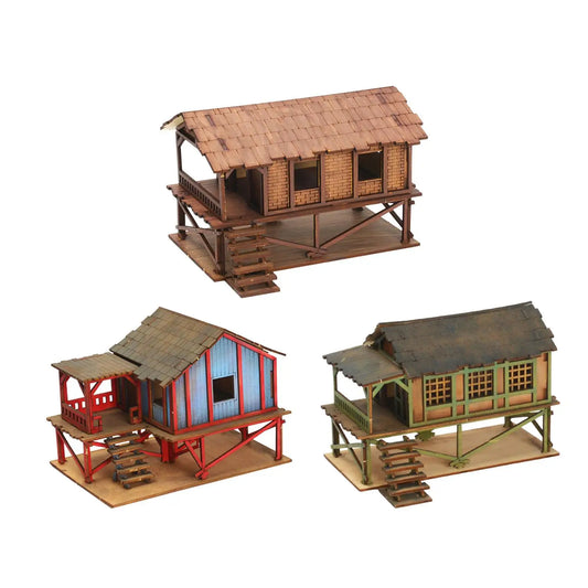 Wooden Model Kits House, 1/72 Building Model House Miniature House, 1/72 House Model Kits DIY Scene Layout, Scenery Layout