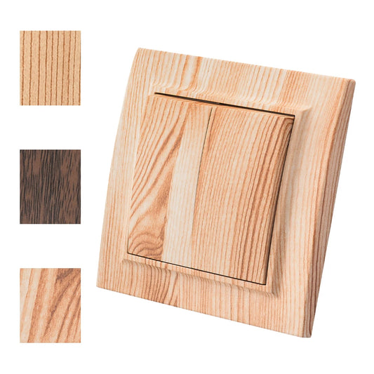 Wood Spray Plastic Panel EU Standard Classic AC Wall Rocker Switch On/Off 2 Gang 1 Way Flame Retardant Button Light Switch Panel