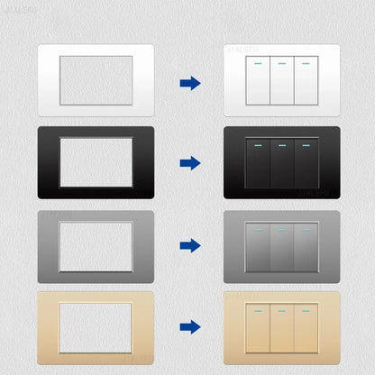 DELEFU 118*72mm PC Panel Parallel 3gang 2way Grey Black White Gold Wall Switch