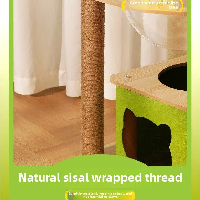 Cat climbing frame  nest  tree integrated  box  scratching column multi- jumping platform large space capsule