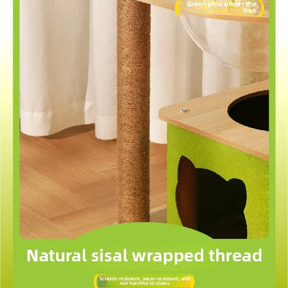 Cat climbing frame  nest  tree integrated  box  scratching column multi- jumping platform large space capsule