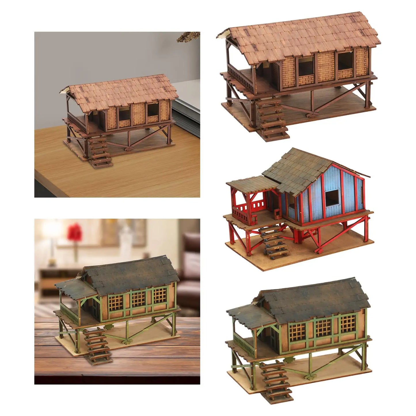 Wooden Model Kits House, 1/72 Building Model House Miniature House, 1/72 House Model Kits DIY Scene Layout, Scenery Layout