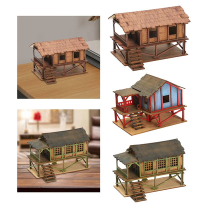 Wooden Model Kits House, 1/72 Building Model House Miniature House, 1/72 House Model Kits DIY Scene Layout, Scenery Layout