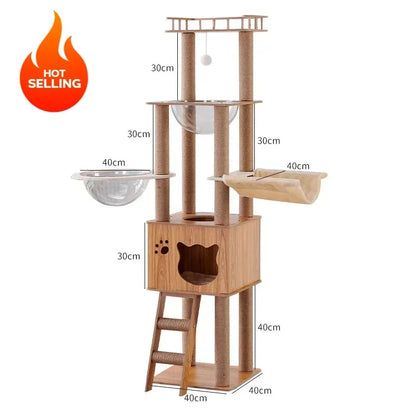 Solid Wood Cat Climbing Frame Household Cats Scratching Post  Nest Four Seasons Big Cats Jumping Platform Large Cat Tree Cat Toy