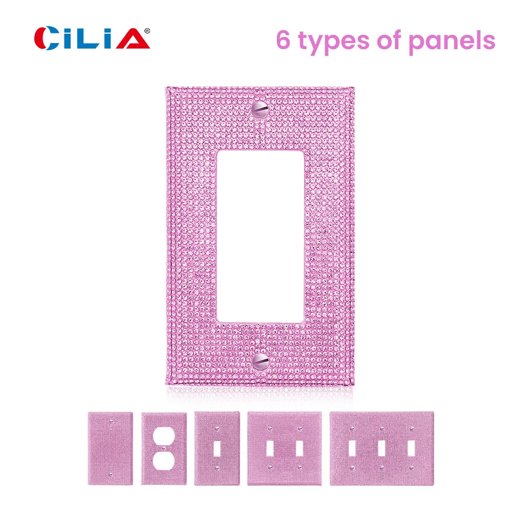 1 wall panel light switch cover, various styles, pink/white/black/gold  diamond, socket cover, sturdy and durable