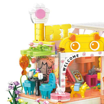 Pet Dog Cat House Building Block Kids Toy Mini Bricks Diy Assembly Games Moc Plastic Model Home Decoration Party Favors Gift