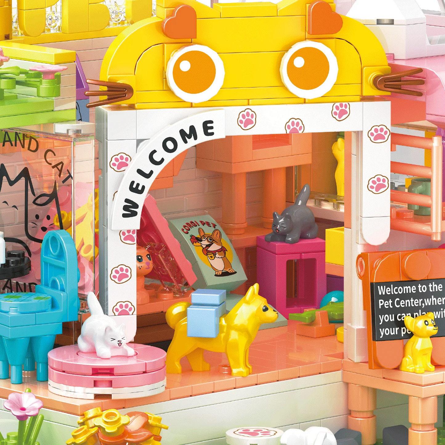 Pet Dog Cat House Building Block Kids Toy Mini Bricks Diy Assembly Games Moc Plastic Model Home Decoration Party Favors Gift