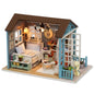 Kitten Mini Wooden Doll House Model Building Kits Toy Home Kit Creative Room Bedroom Decoration with Furniture For Birthday Gift