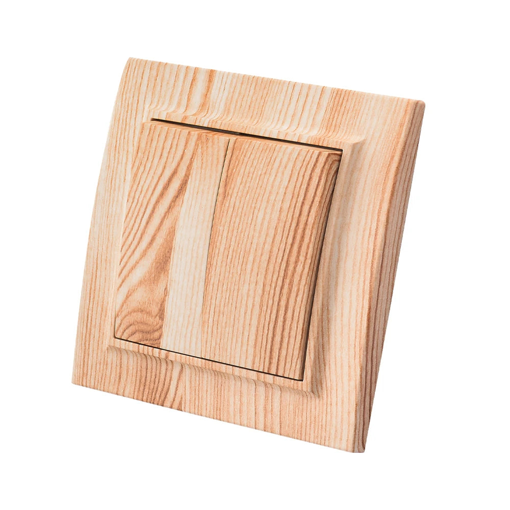 Wood Spray Plastic Panel EU Standard Classic AC Wall Rocker Switch On/Off 2 Gang 1 Way Flame Retardant Button Light Switch Panel